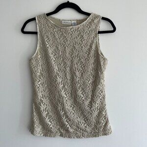Ann Taylor Cream Lace Sleeveless Top